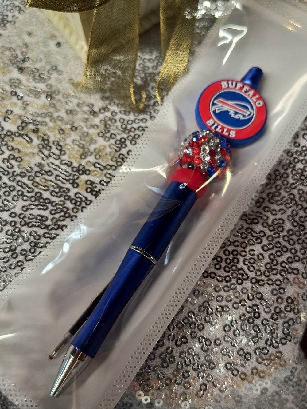 Rhinestone Pen - Red, Blue, Silver